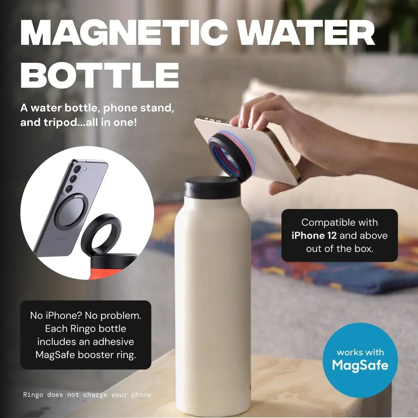 MagGrip Magnetic Phone Water Bottle